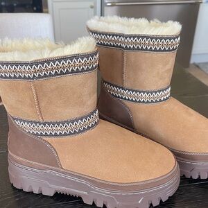UGG Tan Winter Boots with Cream Lining
